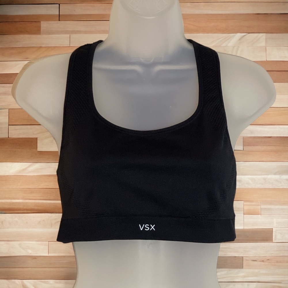 Victoria's Secret Sport VSX Reversible Black and Marbled Gray Sports Bra Large
